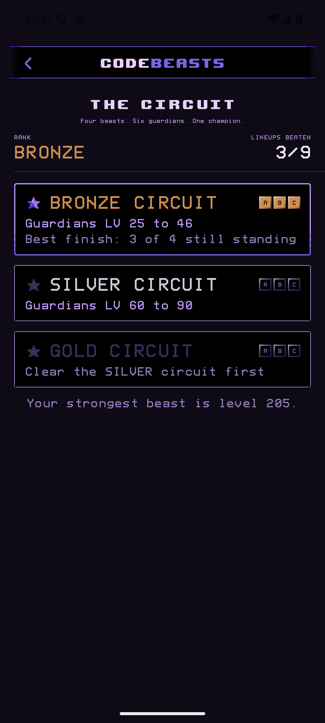 Bronze, Silver and Gold Circuit bands